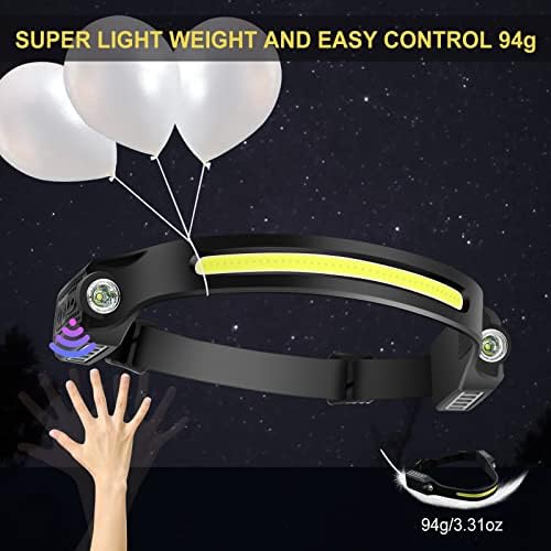 Head Torch Headlamp 2 Packs 6 Modes Motion Sensor Headlight 260 Degree Widen View Rechargeable LED Headtorch IPX4 Waterproof Hands-Free Flashlight gift for Adults Kids Camping,Running,Fishing,Cycling