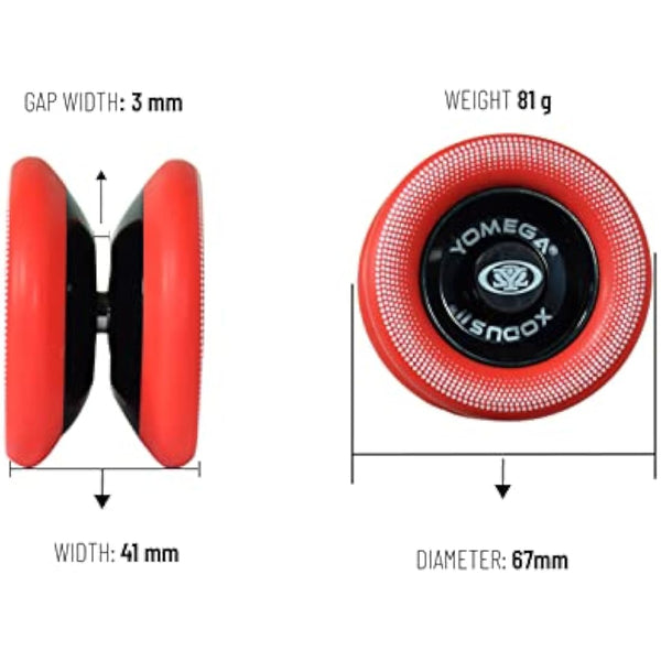 Yomega Xodus II YoYo– Includes Roller Bearing Technology, Rubber Rims and Wing Shape Design – Professional Responsive YoYos Intermediate Level Play (Black Red)