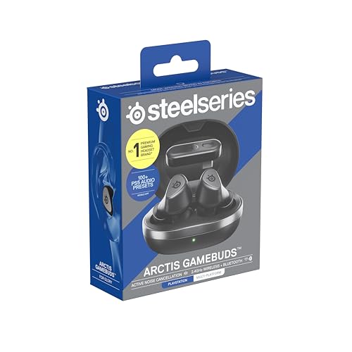SteelSeries Arctis GameBuds for PS5 - Wireless Gaming Earbuds - 2.4GHz + BT 5.3 - ANC/Transparency - IP55 Water Resistant - 40H Battery - Wireless Charging - PS5, PC, Switch 2, Mobile - White