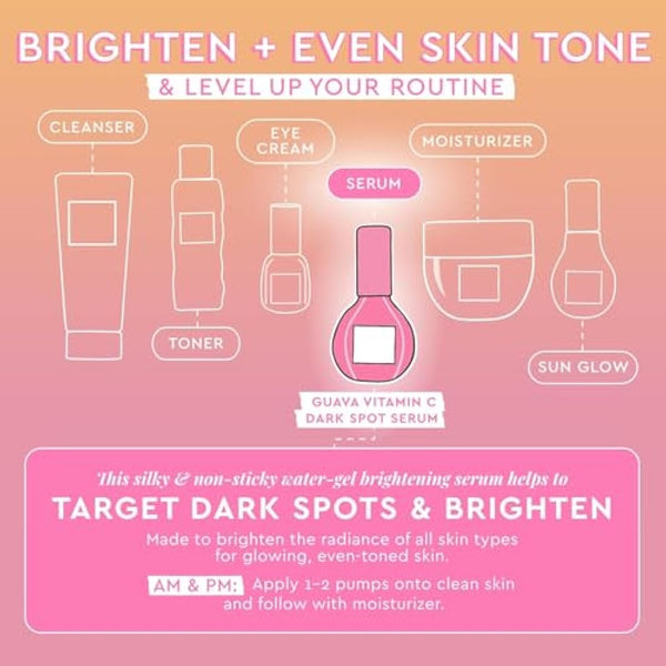 Glow Recipe Guava Vitamin C Serum for Sensitive Skin - Moisturizing, Brightening & Vegan Korean Skin Care Face Serum for Dark Spots, Even Tone & Redness - Tranexamic, Ferulic Acid & Vitamin E (30ml)