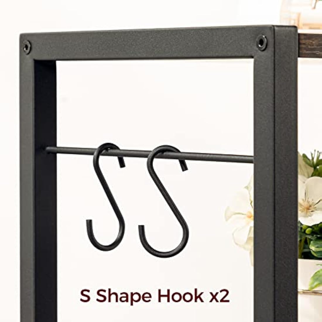 MAHANCRIS 3-Tier Mobile Printer Table, Printer Stand with Power Outlets and USB Ports, Home Printer Shelf with 2 Hooks, for Office and Living Room, Rustic Brown (42 x 28 x 60 cm) APTHR40KE01