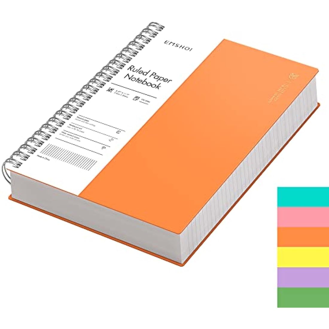 EMSHOI A4 Notebook College Ruled - 300 Pages/150 Sheets, Wirebound Notepad with 100gsm Lined Paper, Waterproof Softcover, Journal for Women Men Work Office School Writing, 21.5x27.9cm, Orange