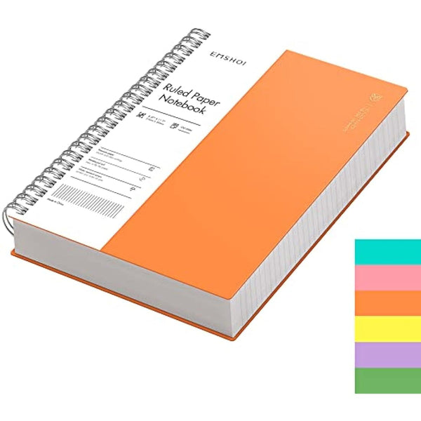 EMSHOI A4 Notebook College Ruled - 300 Pages/150 Sheets, Wirebound Notepad with 100gsm Lined Paper, Waterproof Softcover, Journal for Women Men Work Office School Writing, 21.5x27.9cm, Orange