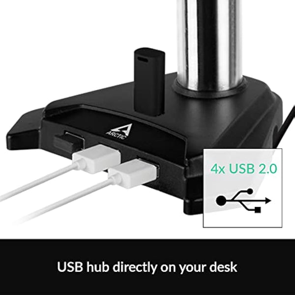 ARCTIC Z2 Pro (Gen 3) - Double Monitor Arm, Monitor stand for up to 34"/35" Ultrawide, up to 10 kg (22 lbs), USB Hub, Adjustable Height, Flexible - Matt black