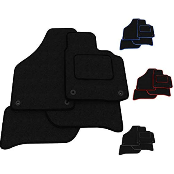 (Q17:CT65) 4 Piece Audi (2013-2018) A3 Vehicle Specific Car Mat Set Black Carpet Red Trim