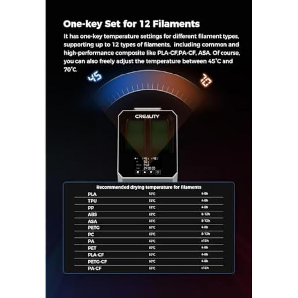 Creality Filament Space Dry Box Plus for 2 Pack Filament, Dust-Proof and Moisture-Proof, Storage Box Keeping Filaments Dry During 3D Printing, Filament Spool Holder Dryer