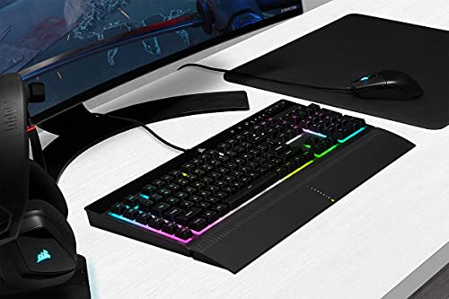 CORSAIR K55 RGB PRO Membrane Wired Gaming Keyboard – IP42 Dust and Spill-Resistant – 6 Macro Keys with Elgato Integration – iCUE Compatible – QWERTY UK – PC, Mac, Xbox – Black