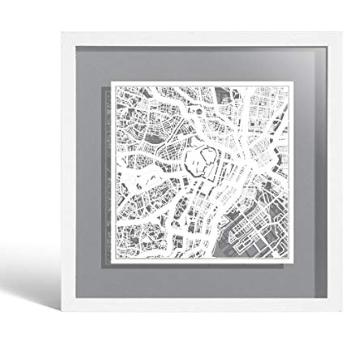 O3 DESIGN STUDIO Tokyo Marco de Papel para mapas, White map, White frame, 9x9 inches, Gift Boxed, 4 background color, self-changing, Paper Art