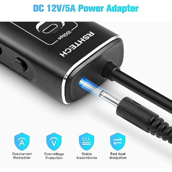 RSHTECH 60W Powered USB 3.2 Hub, 11-Port USBC Hub with 10Gbps Data Port (2C+1A), 7 x USB 3.0 Port and 20W PD, Aluminum USB Splitter with 12V/5A Power Adapter and 3.3ft Long Cable (RSH-A11PD)