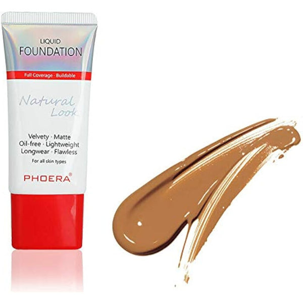 AQUAPURITY PHOERA Full Coverage Foundation New Formula SPF 25 Waterproof Long Lasting Oil Free Velvet Matte Liquid Foundation for Oily Skin Flawless Makeup Base Cream Concealer (106 WARM SUN)