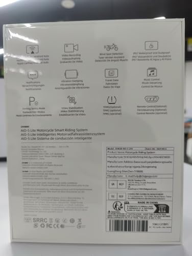 AIO-5 Lite Motorcycle Carplay Android Auto GPS Navigation System, BSD, STARVIS HDR 5" LCD, 60FPS,5G Wi-Fi BT, IP67 Waterproof, Support Siri Google Assistant, 24H Parking Mode, Dedicated App