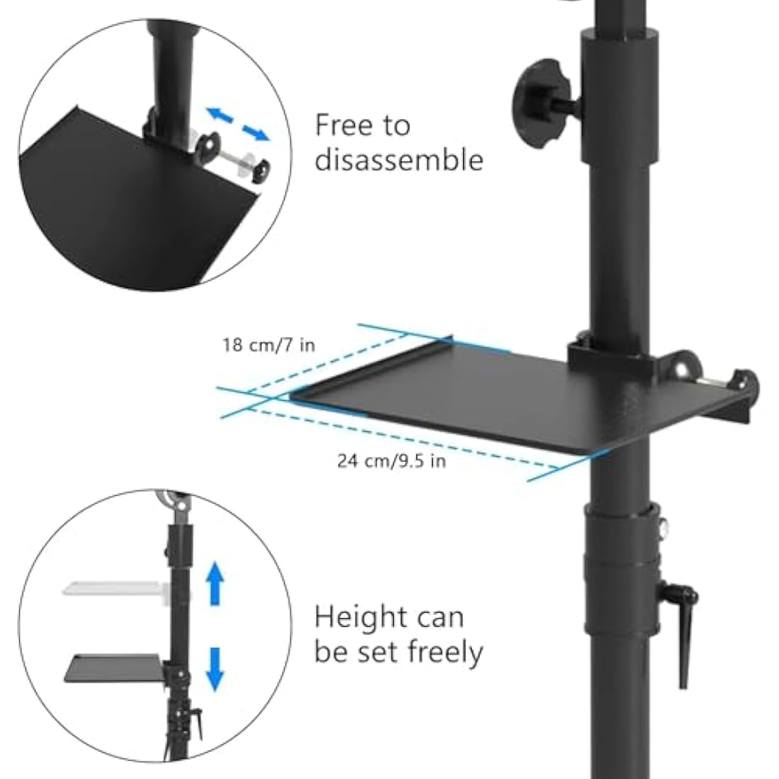 ANDNICE Tattoo Armrest Stand Legrest Bracket H-base Adjustable Height Tilt Black Leather Pad with Tattoo Supplies Storage Board Professional Heavy Duty Iron Equipmen for Tattoo Studio