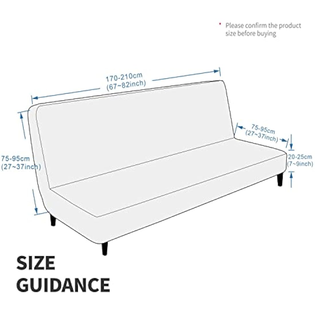 XINEAGE Velvet Futon Cover High Stretch Armless Couch Covers Spandex Fabric Sofa Bed Slipcover Anti Slip Furniture Protector with Elastic Bottom Machine Washable (Futon, White)