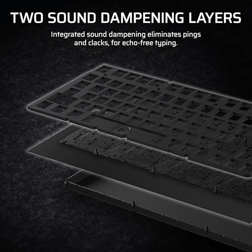 Corsair K65 PLUS WIRELESS 75% RGB Hot-Swappable Mechanical Gaming Keyboard – Pre-Lubricated MLX Fusion Tactile Switches – Dual-Layer Sound Dampening – PBT Keycaps – QWERTY UK – Black