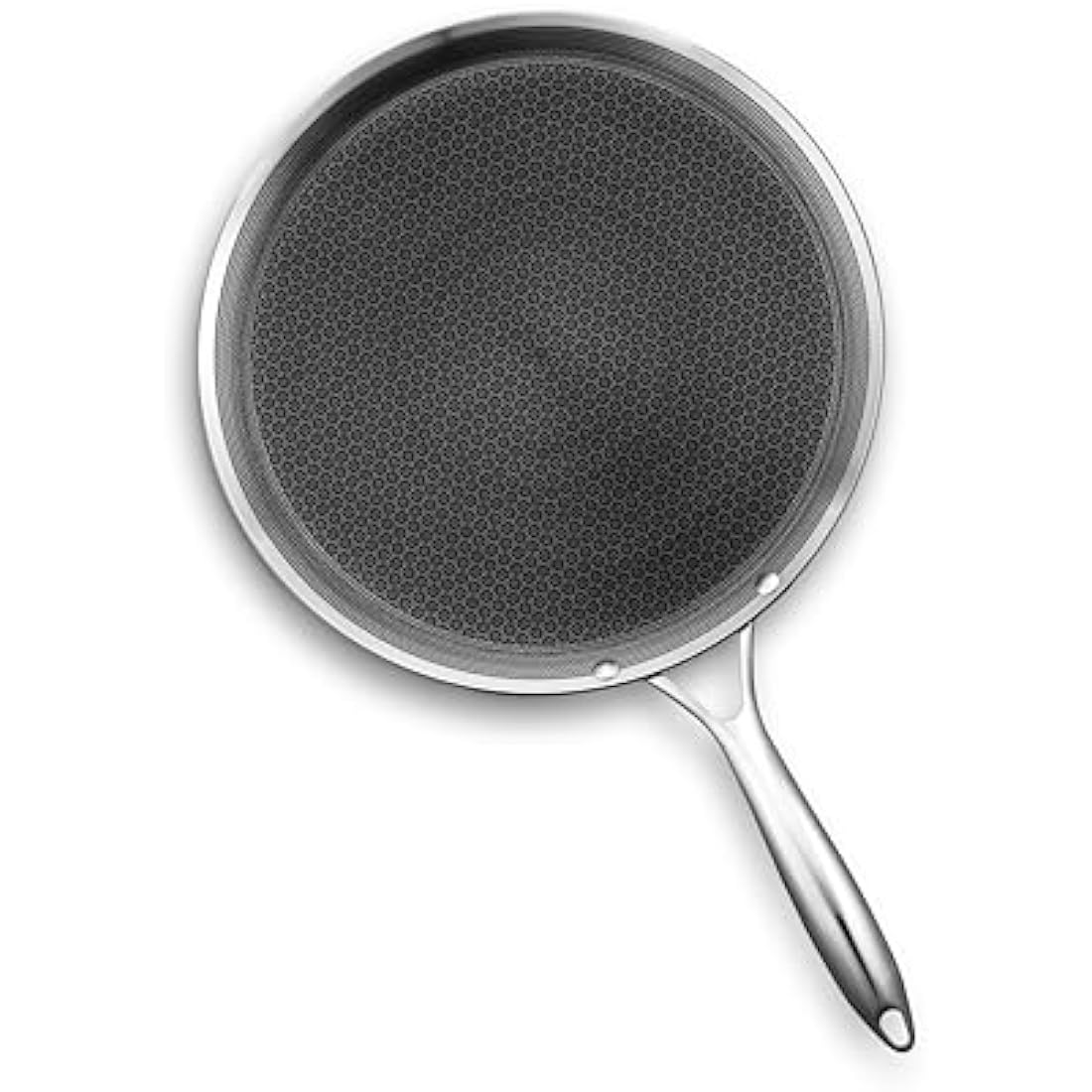 HexClad 30 cm Griddle Fry Pan with Stay-Cool Handle, Hybrid Stainless Steel, Non-Stick Surface, Works with Induction, Ceramic, Non-Stick, Electric, and Gas Cooktops