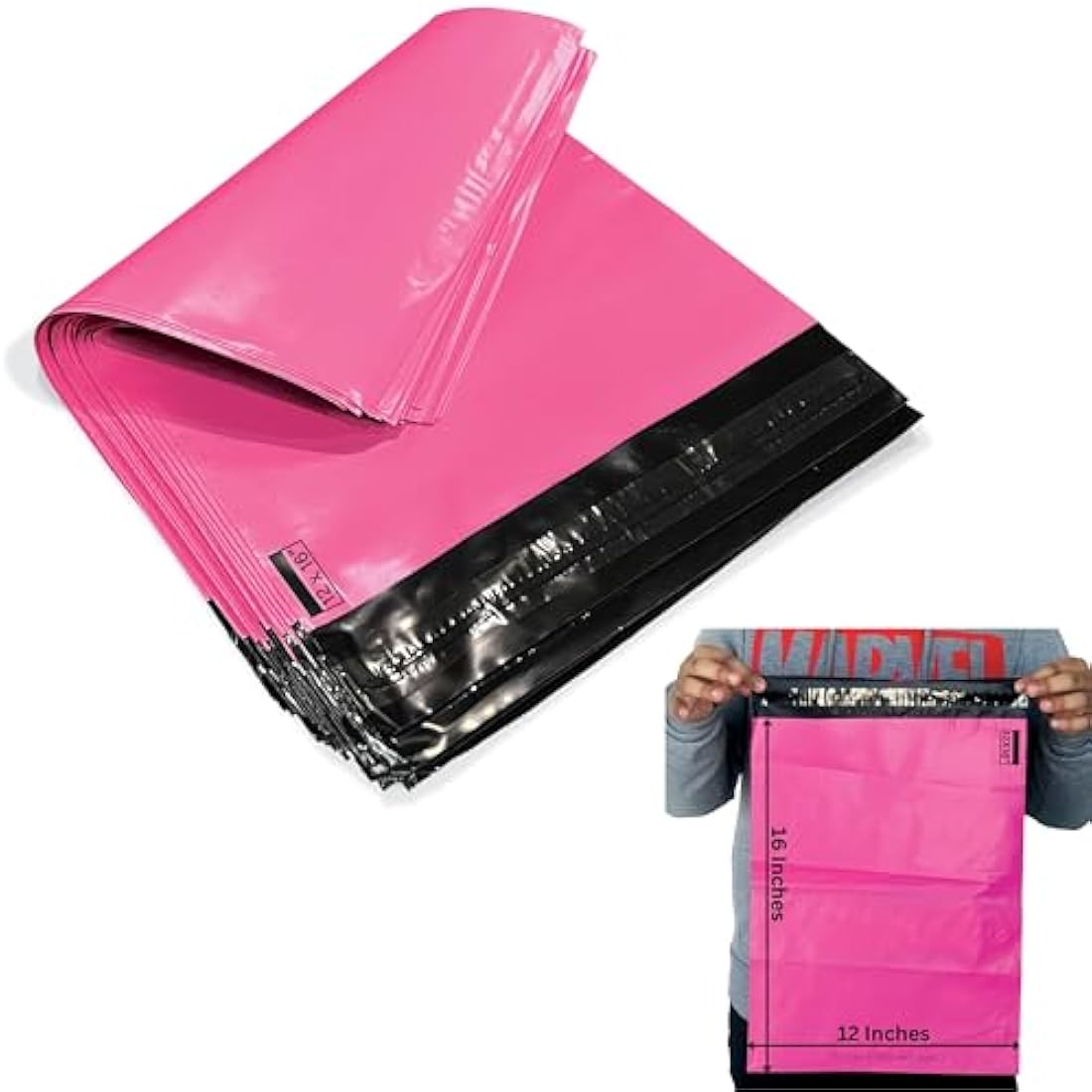 JeeJaan® 50 Pcs Pink Postage Bags 12x16 in Mailing Bags 305 x 405 mm Poly Mailers Parcel Bags Envelope Courier Shipping Mailers Waterproof and Tear-Proof Postal Mailer Courier Bags