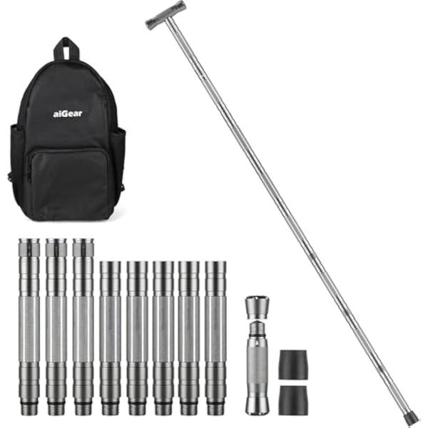 aiGear Tactical Stick/Trekking Poles | Aluminum Hiking Poles with Adjustable Height | 5/6/7/8 Tubes Trekking Poles | for Women Men Backpacking Outdoor Hiking Camping | Grey