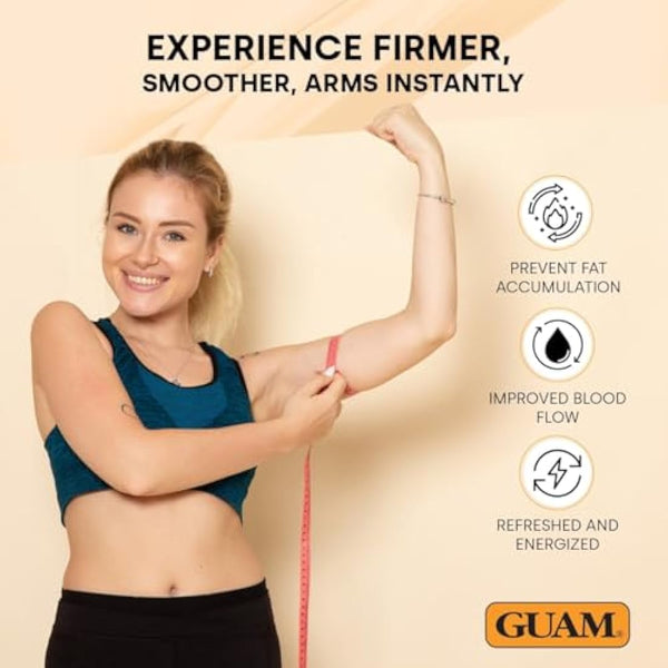 GUAM Seaweed Mud Arms Slimming Cellulite Cream – 250 ml Inner Arm Skin Firming Cream – Slimming & Draining Anti Cellulite Treatment – Improves Elasticity & Microcirculation + 10 Protective Arm Sleeves