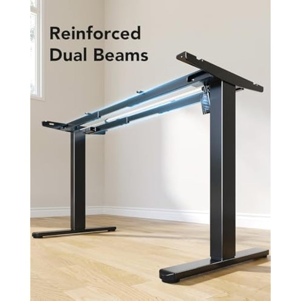 HUANUO Standing Desk Frame with Brushless Motor,100kg Weight Capacity Electric Standing Desk Legs, Height-Adjustable Desk Frame for 110 x 180 cm Desktops, Sit Stand Desk Frame Only