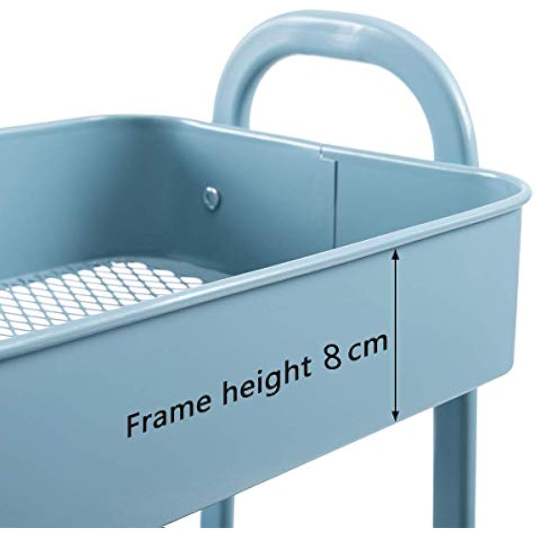 DOEWORKS Storage Trolley on Wheels Metal 3-Tier Kitchen Trolleys Craft Trolley Beauty Trolleys Rolling Utility Storage Cart for Books Room Bathroom Office, Grey-Blue