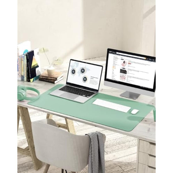 YSAGi Non-Slip Desk Pad, Waterproof PVC Leather Desk Table Protector, Ultra Thin Large Mouse Pad, Easy Clean Laptop Desk Writing Mat for Office Work/Home/Decor (90 x 43 cm, Light Green)