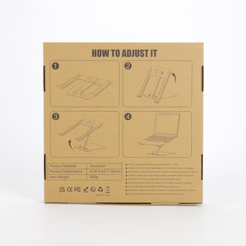 Laptop Stand Lap Desk, Ergonomic Foldable Computer Stand with Adjustable Height, Ventilated Aluminium Alloy Riser Compatible with MacBook Air, Pro, All 10-16" Laptops (Silver)