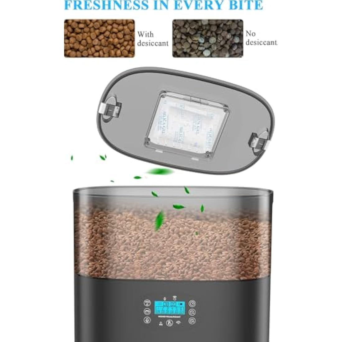 HoneyGuaridan Automatic Cat Feeder 2 Bowls, 6 L Automatic Feeder for Cats with Timer, Splitter and 2 Stainless Steel Bowls, 1-6 Meals a Day & 10s Voice Message - for Small/Medium Pets