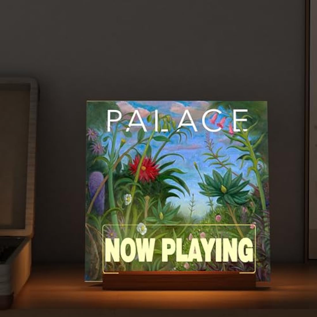 Ammonite Light up Now Playing Vinyl Record Stand, Record Stand, Wooden Acrylic Holder for Vinyl Album Display and Storage Warm White Color Lights, Vinyl Record LED Collection Holder