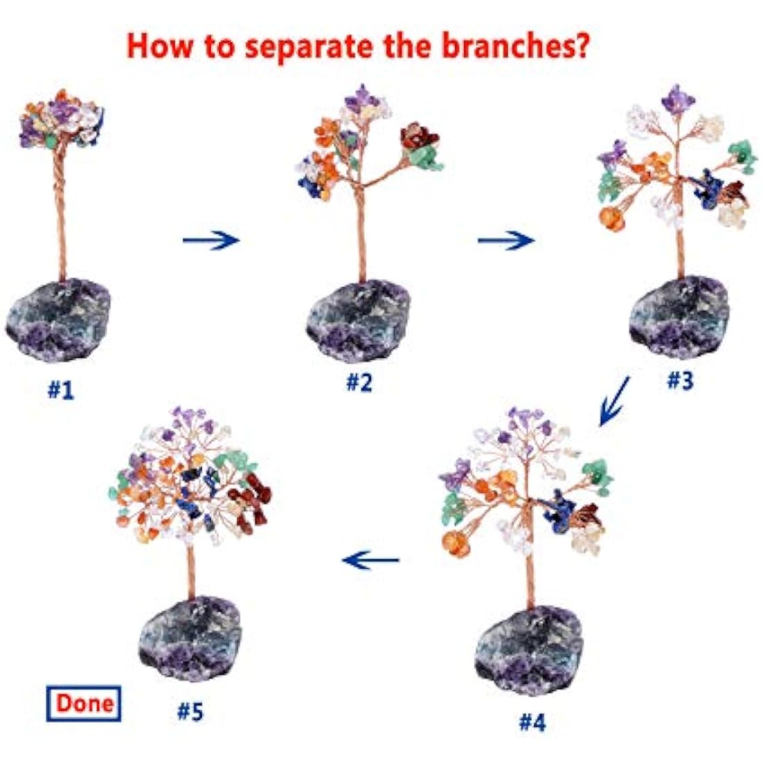 JSDDE Green Aventurine Crystal Tree Healing Crystals Gemstones Feng Shui Tree Natural Tumbled Stones Money Life Tree Figurines