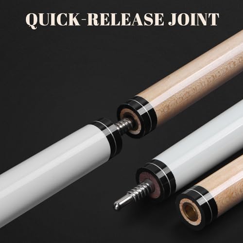 Aklot Pool Cue, Heavy Hitter Jump Break Cue 23-25oz 1 Pool Stick 14mm Bakelite Tip for Explosive Breaks and Effortless Jumps White