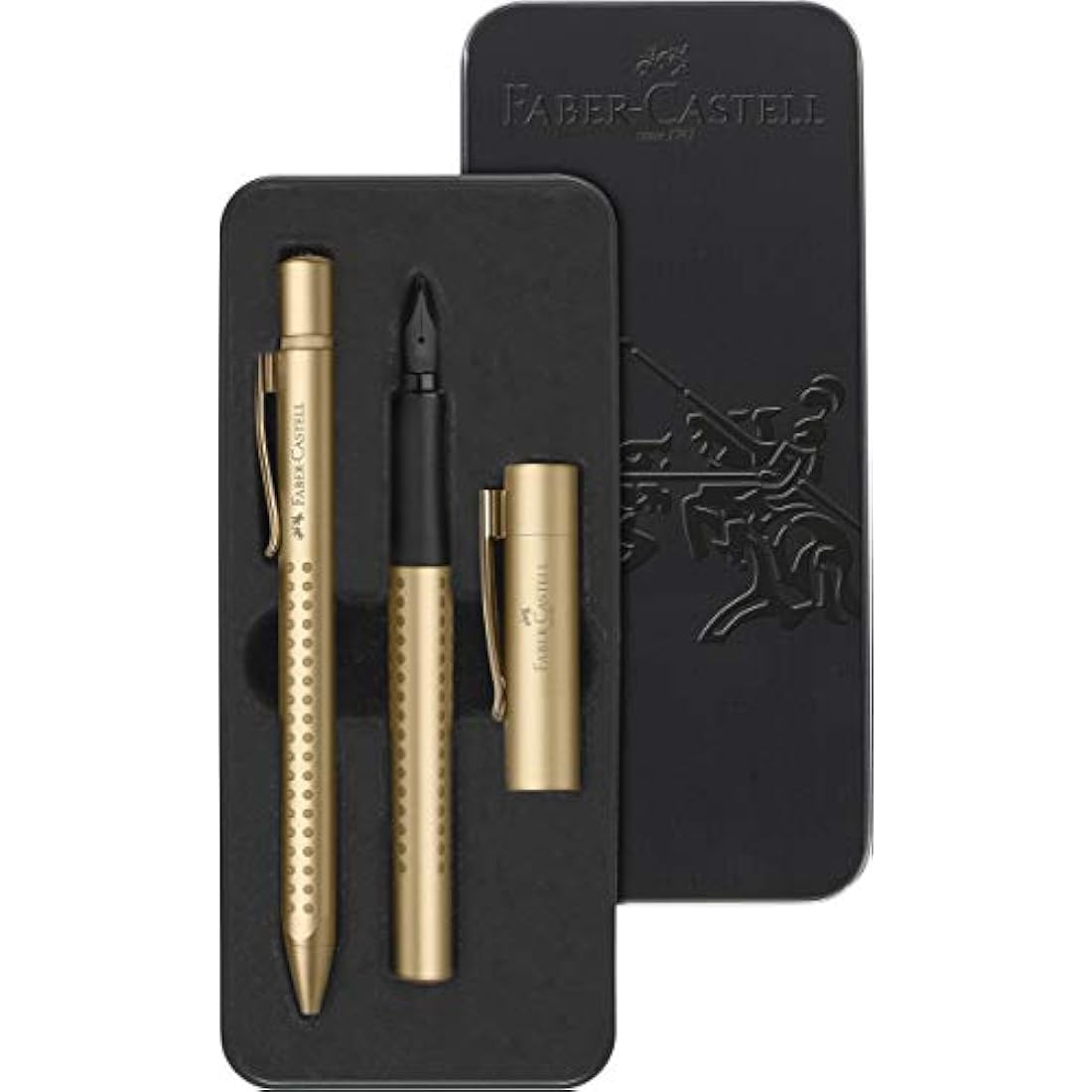 Faber-Castell Grip Edition 201522 Fountain Pen Nib M and Ballpoint Pen, Gold, 1 Set