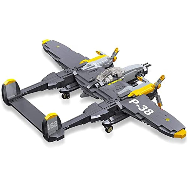 APOSTROPHE Games P-38 Lightning Aircraft Building Block Set - 937 Pieces - Air Force Fighter Plane Toy Set – Building Block for Kids Older Than 10 and Adult – Compatible with All Building Bricks