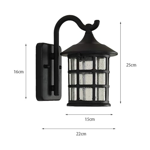 Black Outdoor Wall Lights,Lantern Outdoor Lights Aluminum And Glass Waterproof Lamp Retro Garden Wall Lights Rustic Decor E27 Outside Lights For House