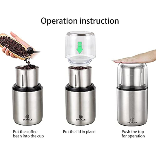 DR MILLS DM-7452 Electric Dried Spice and Coffee Grinder, Grinder and Chopper,Detachable Cup, Dishwasher Safe, Blade & Cup Made with SUS304 Stainless Steel