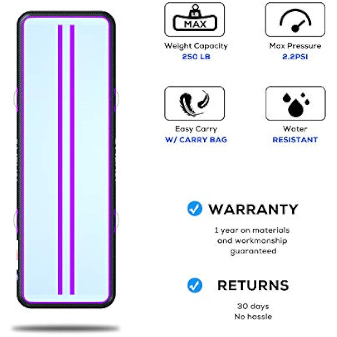 ALIFUN Inflatable Air Tumbling Mat Gymnastics Tumble Mat 6FT 10FT 13FT 16FT 20FT Training Mat Thick 10CM 20CM with Electric Air Pump
