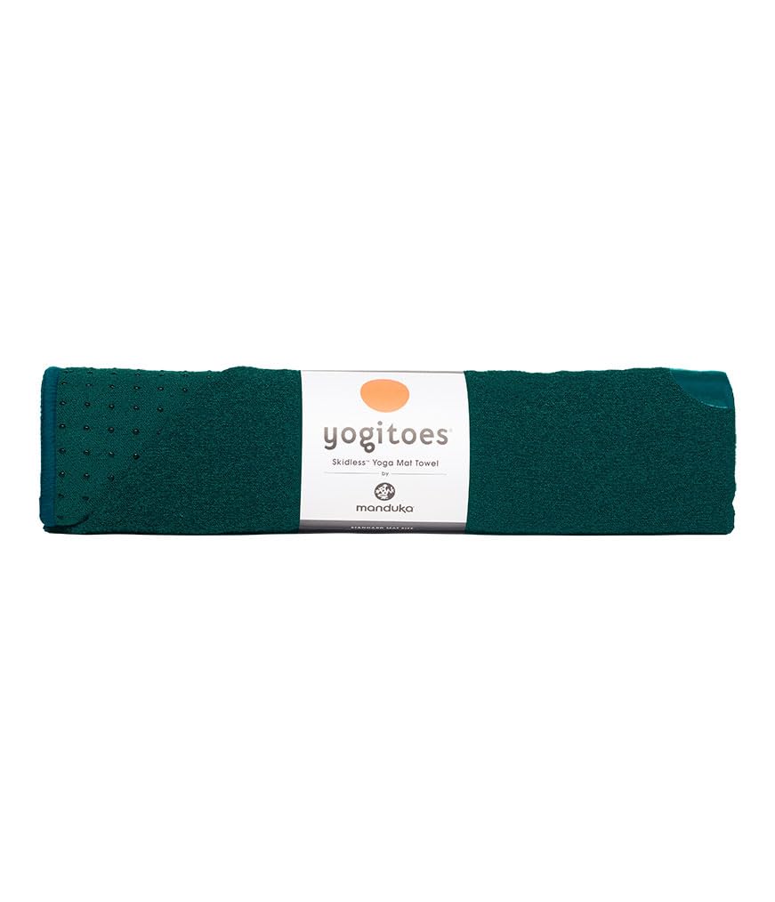 Manduka Yogitoes Yoga Towel for Mat, Non-Slip and Quick Dry for Hot Yoga with Rubber Bottom Grip Dots,Thin and Lightweight, 71 Inches, Deep Sea