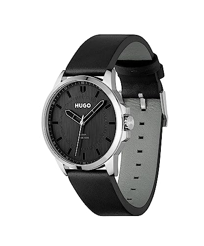 HUGO Analogue Quartz Watch for Men Collection #First - Available with Stainless Steel Bracelet or Leather Strap