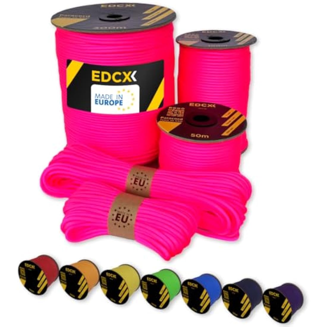 EdcX Paracord 4mm, 35+ Solid Colors (10m, 15m, 30m, 50m, 100m, 300m) | Ideal for Crafting, DIY, Camping, Survival, Outdoor | 100% Nylon Rope 4mm | Tactical Cord 550 Type III