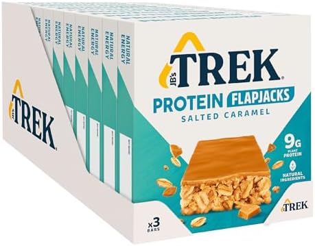 JB's Trek High Protein Flapjack Salted Caramel - Gluten Free - Plant Based - Vegan Snack - 50g X 36 Bars