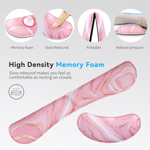 ZIBLY Wrist Rest Keyboard and Mouse Set - Non-Slip Ergonomic Wrist Cushion Support Pad - Easy Typing, Pain Relief – Premium Silky Gel Memory Foam for Work from Home Gaming Computer Laptop