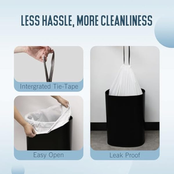 GRANDMA SHARK 50-58L UP TO 65L Bin Bags Liners Drawstring Trash Bag, Handle Waste Bags, 90 Garbage Bag, Super Strong, Anti-Drip Unscented, 70 × 77 cm