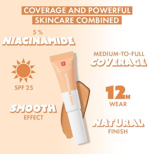 Erborian - Super BB CONCEALER - High coverage concealer enriched with Niacinamide and SPF 25 - Moisturizing eye corrector, natural finish - Korean Cosmetic