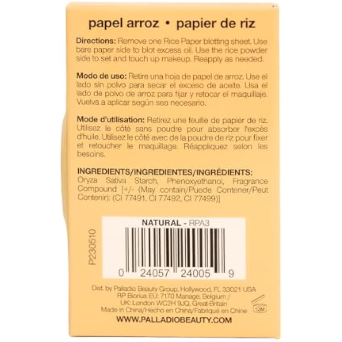 Palladio Rice Paper Facial Tissues for Oily Skin, Face Blotting Sheets Made from Natural Rice, Oil Absorbing Paper with Rice Powder, 2 Sided, Instant Results (Natural, Pack of 6)