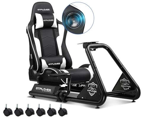 GTPLAYER Racing Simulator Cockpit with Seat, Sim Racing Cockpit Multi-function Adjustable Gaming Wheel Stand for G25 G27 G29 G920 G923 T300 PS5 PS4 Xbox, Without Wheel, Shifter & Pedals