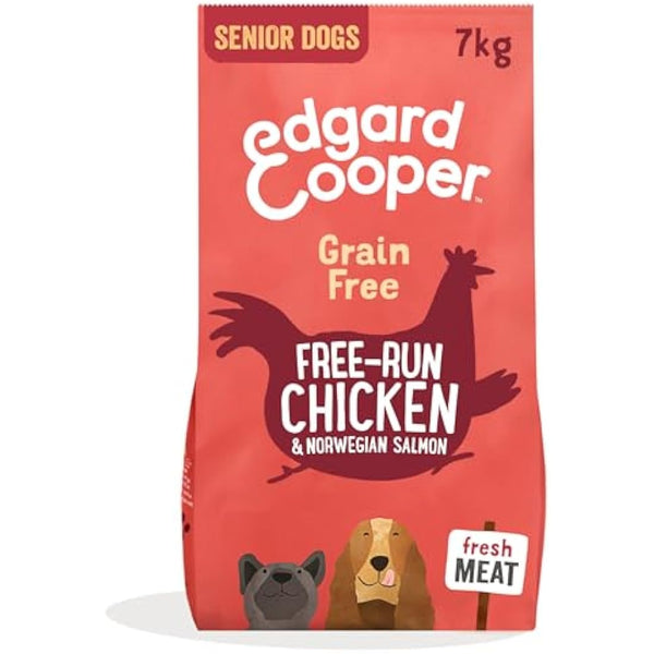 Edgard Cooper Senior Grain Free Dry Dog Food (Chicken & Salmon 7kg), Natural Kibble for Senior Dogs, Fresh Meat, High Protein, Gluten-Free, Non-GMO