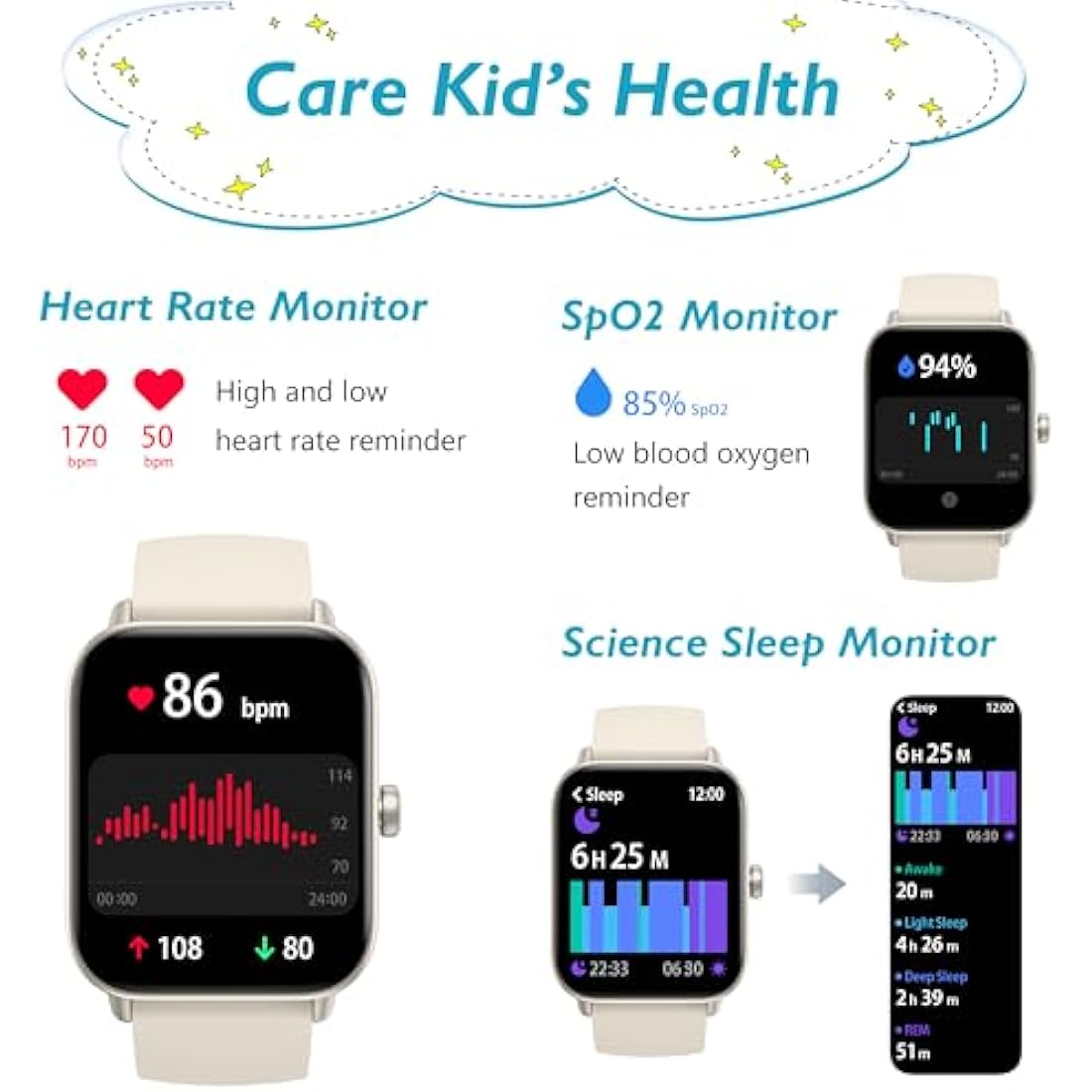 KALINCO Kids Smart Watch for Boys Girls Teens, IP68 Waterproof Swimming Smartwatch, 1.8'' Fitness Activity Tracker with 100 Sports, Make/Answer Call, Heart Rate/Sleep Monitor, Valentines Gift for Kids