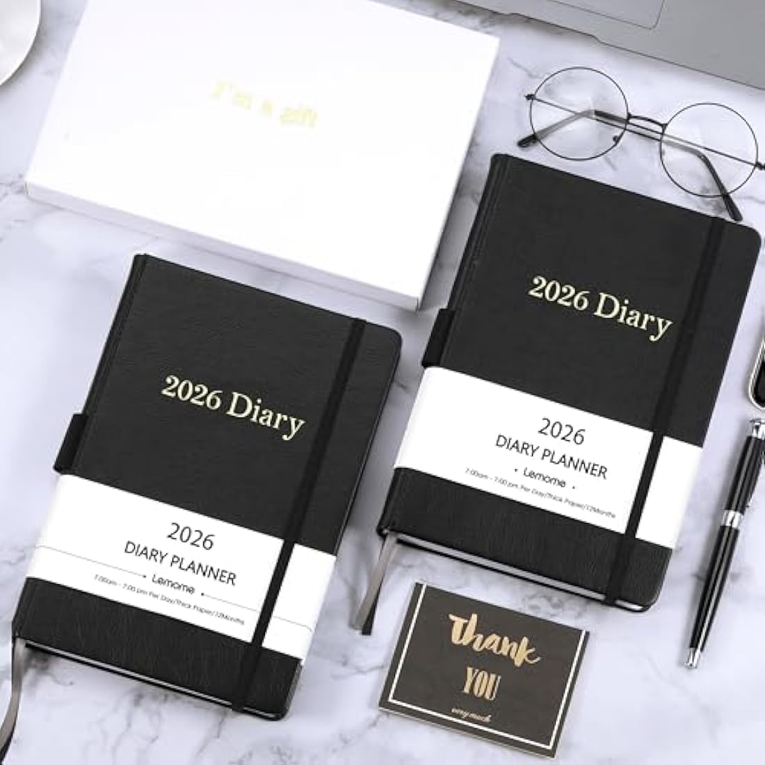 2026 Diary - Diary 2026 Page a Day from January 2026 to December 2026, Productivity Daily Planner with Monthly Tabs, Inner Pocket, Grey, Banded,14.3 X 21 cm