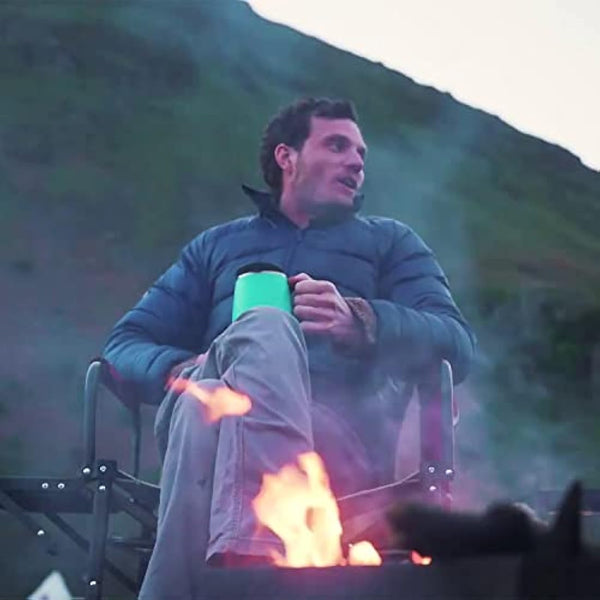 Ideus Coffee Mug 470ml (16oz), Double Wall Vacuum Insulated Stainless Steel Coffee & Tea Cup w/Non-Slip Handle & Slider Module Lid & Large Volume (Light Blue)