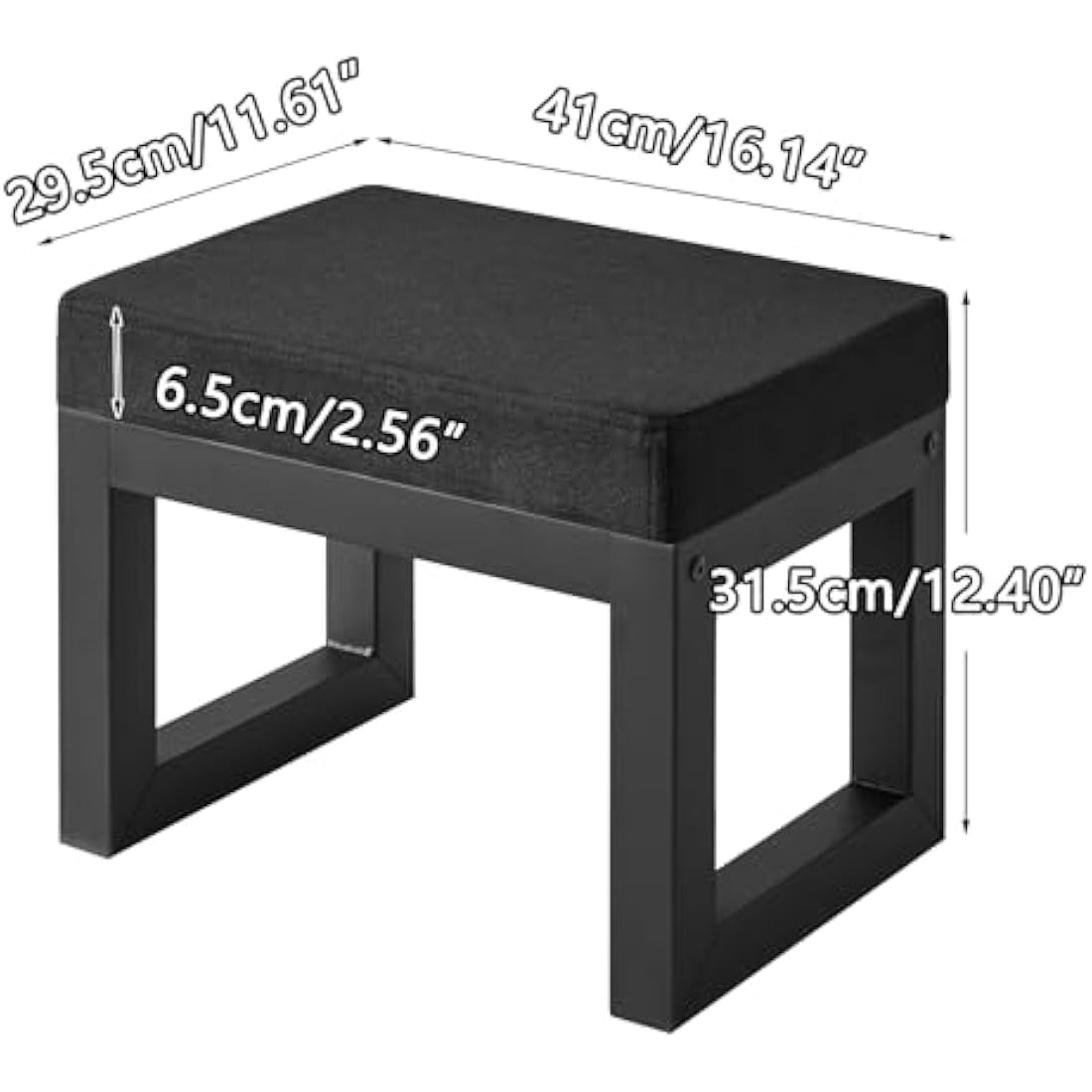 IBUYKE Small Foot Stool with Padded Seat, Pouffe Stool Change Shoe Footrest, Ottoman Footrest Extra Seating for Entryway for Living Room Bedroom,Black WBD001B