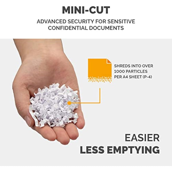 Fellowes Paper Shredder for Home Office Use - 6 Sheet Mini Cut Shredder for Home and Personal Use - Deskside Shredder with 13 Litre Bin and Safety Lock - Powershred 6M - Advanced Security P4 - Black